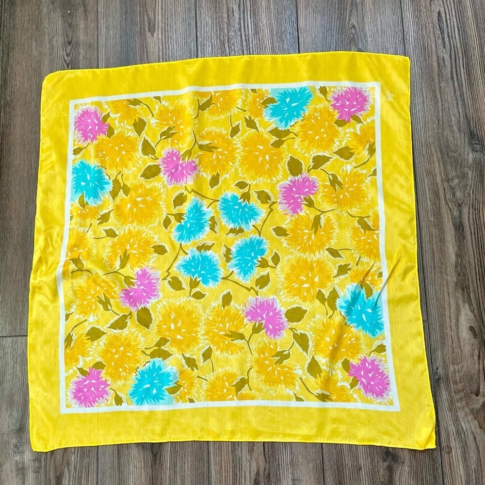 Floral Yellow Silk Scarf
